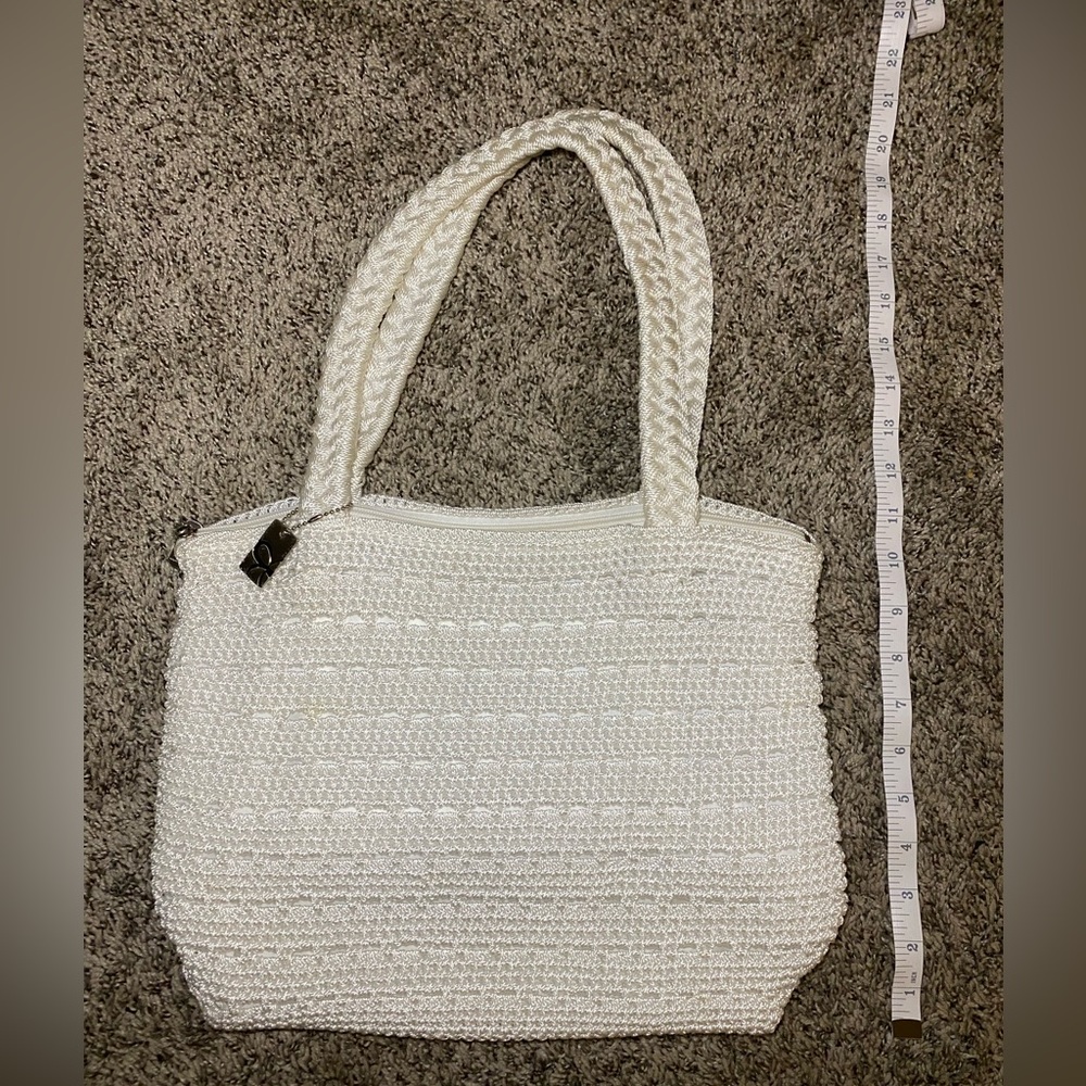 Vintage Y2K White Lina Woven Crochet Hobo Shoulder Bag - Picture 4 of 7